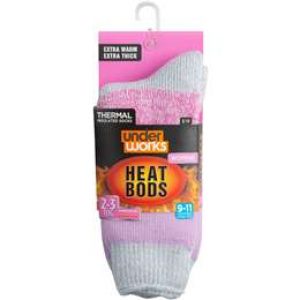 Underworks Ladies Heat Bods Crew Socks Pink each