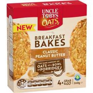 Uncle Tobys Oats Breakfast Bakes Classic Peanut Butter 4 pack