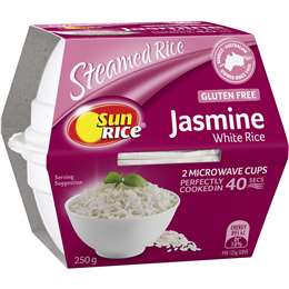 Sunrice Quick Cups Microwave Fragrant Jasmine Rice 250g - Black Box