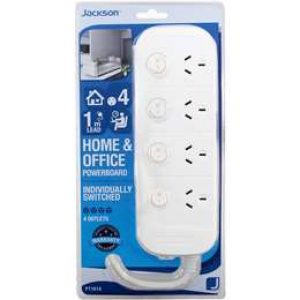 Jackson 4 Outlet Individually Switched Powerboard With 1 Metre Lead each
