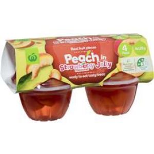 Woolworths Peach In Strawberry Jelly  4pk 480g