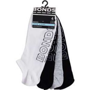 Bonds Mens Logo Light No Show Size 11-14 4 pack