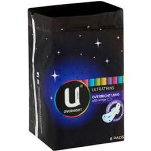 U By Kotex Ultrathin Overnight Pad Long 8 pack