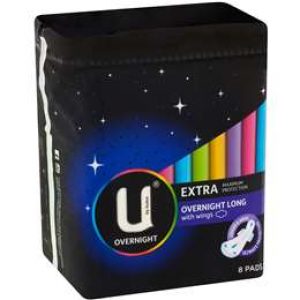 U By Kotex Maxi Overnight Pad Long 8 pack