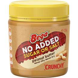 peanut butter salt added 325g bega crunchy sugar brands