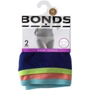 Bonds Ladies Underwear Hipster Bikini Fashion Size 10 2 pack