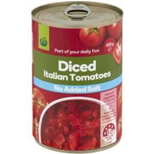 Woolworths Diced Italian Tomatoes No Added Salt 400g