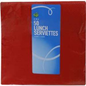 Woolworths Lunch Serviettes 2ply Red 50 pack