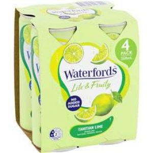 Waterfords Lite & Fruity Tahitian Lime 250ml x4 pack