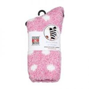 Adults Bed Socks Twinkle Dots Pink and White