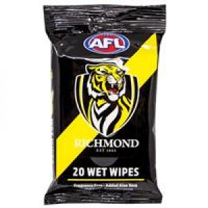 AFL Wet Wipes Richmond Tigers 20 Pack