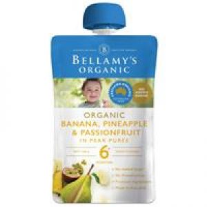 Bellamy's Organic Exotic Fruits Banana/Pineapple & Passionfruit In Pear Puree 120g