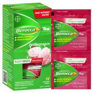 Berocca Fizzy Melts Energy Vitamin Berry Burst Chewable Tablets 14 pack