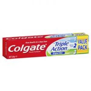 Colgate Triple Action Cavity Protection Fluoride Original Mint Toothpaste Value Pack 220g
