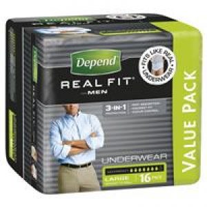 Depend Men Real Fit Underwear Large 16 Bulk Pack