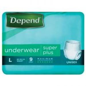 Depend Unisex Underwear Super Plus Large 9 Pack