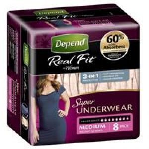 Depend Women Real Fit Underwear Super Medium 8 Pack