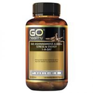 Go Healthy Ashwagandha 8000+  Stress & Energy 1-a-day 120 Vege Capsules Exclusive Size