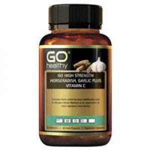 Go Healthy High Strength Horseradish Garlic Plus Vitamin C 60 Vege Capsules Exclusive Size