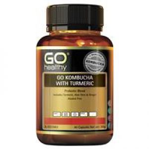 GO Healthy Kombucha with Turmeric 12B 1 A Day 40 Vege Capsules