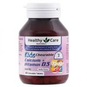 Healthy Care Kids Calcium + Vitamin D3 60 Chewable Tablets