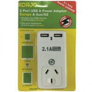 Korjo USB and Power Adaptor Home and Europe