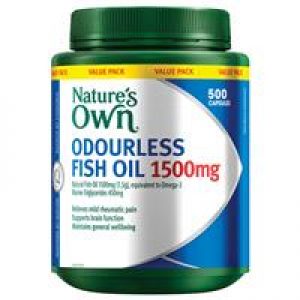 Nature's Own Odourless Fish Oil 1500mg 500 Capsules Exclusive Size