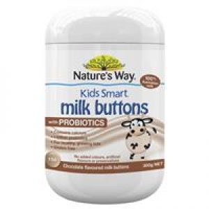Nature's Way Kids Smart Milk Buttons with Probiotics Chocolate 150 Chewable Buttons