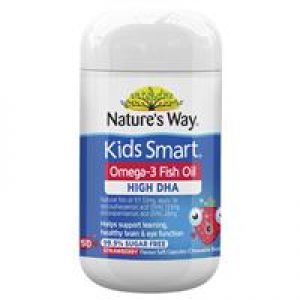 Nature's Way Kids Smart Omega-3 Fish Oil Strawberry Flavour 50 Chewable Capsules