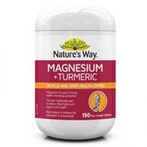 Nature's Way Magnesium + Turmeric 150 Tablets New Formula