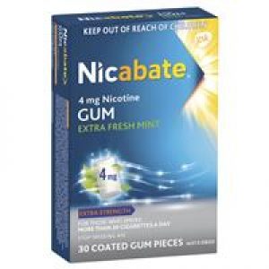 Nicabate Extra Fresh Mint Gum Quit Smoking 4mg 30 pieces