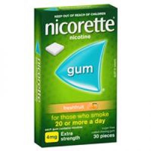 Nicorette Quit Smoking Extra Strength Fresh Fruit Chewing Gum 4mg 30 Pieces