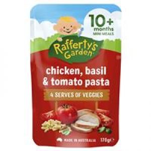 Raffertys Garden 10+ Months Chicken Basil & Tomato Pasta 170g
