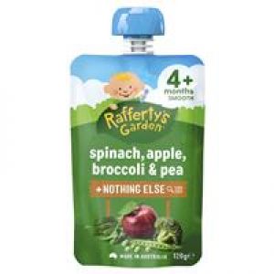 Raffertys Garden 4+ Months Spinach Apple Brocoli & Pea 120g