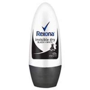 REXONA Women Antiperspirant Roll On Deodorant Invisible Dry Black+White 50ml