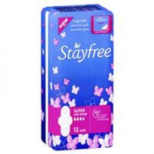 Stayfree Super Pads With Wings 12 Pack