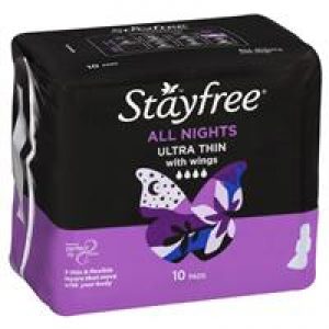 Stayfree Ultra Thin All Nights With Wings 10 Pads