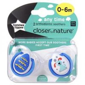 Tommee Tippee Closer To Nature Any Time Soothers 0-6 Months 2 Pack