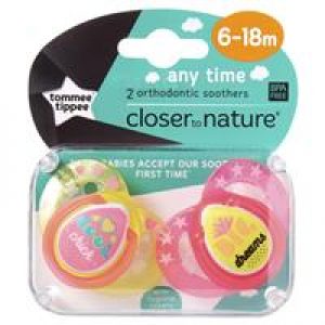 Tommee Tippee Closer To Nature Any Time Soothers 6-18 Months 2 Pack