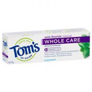 Tom's of Maine Natural Whole Care Fluoride Anticavity Toothpaste Peppermint 113g