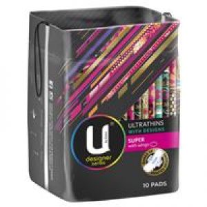 U By Kotex Designer Series Ultrathins Pads Super Wing 10 Pack