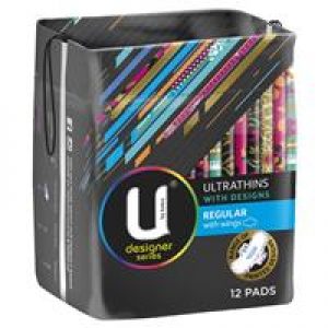 U By Kotex Designer Series Ultrathins Pads Wing Regular 12 Pack