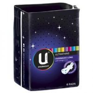 U by Kotex Ultra Thin Overnight Long Wing 8 Pack