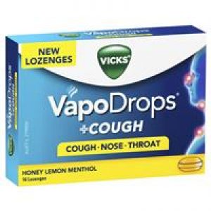 Vicks VapoDrops + Cough Honey Lemon Menthol 16 Lozenges