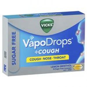 Vicks VapoDrops + Cough Sugar Free Lemon Menthol 16 Lozenges