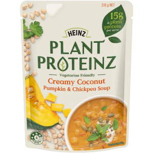 Heinz Plant Proteinz Soup - Creamy Coconut, Pumpkin and Chickpea Soup Pouch 330 grams