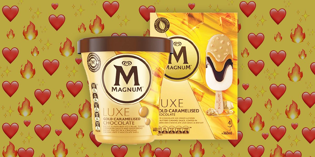 Magnum Luxe Gold Caramelised Chocolate Ice Cream Tub 440ml Black Box