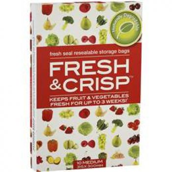 Fresh & Crisp Resealable Storage Bags Medium 10 pack
