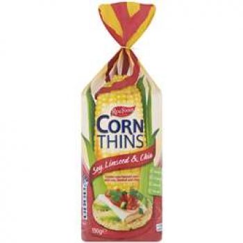 Real Foods Corn Thins Soy And Linseed 150g