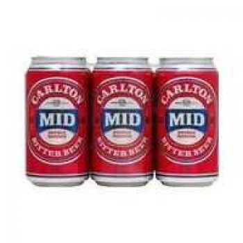 Carlton Mid Strength Lager Cans 6x375ml pack